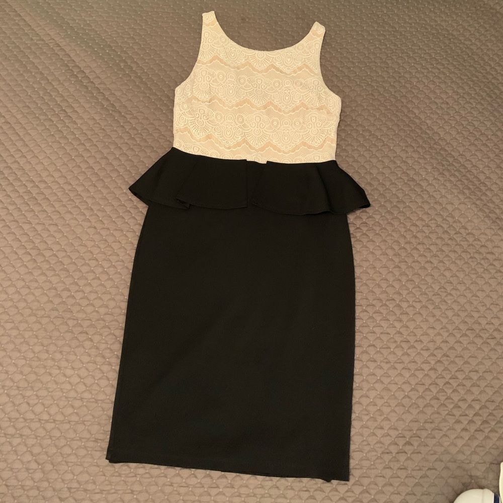 EUC Bebe midi pencil peplum dress